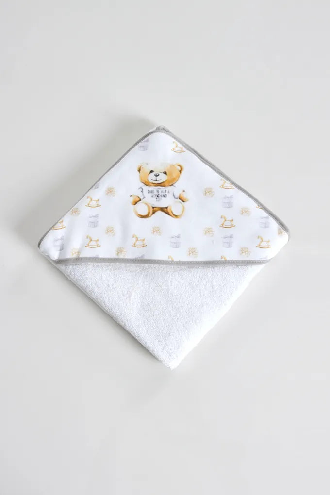 Toalha Bebé Estampada Urso 80x80cm - 100% Algodão Português
