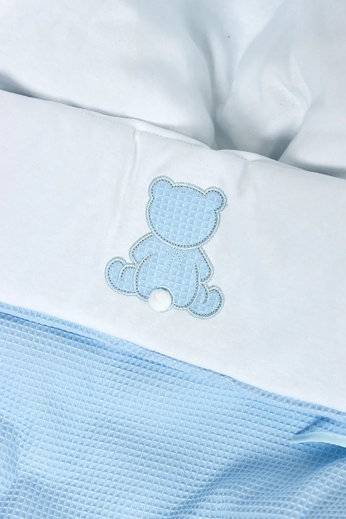 Saco bebé waffle bordado urso c/ pompom