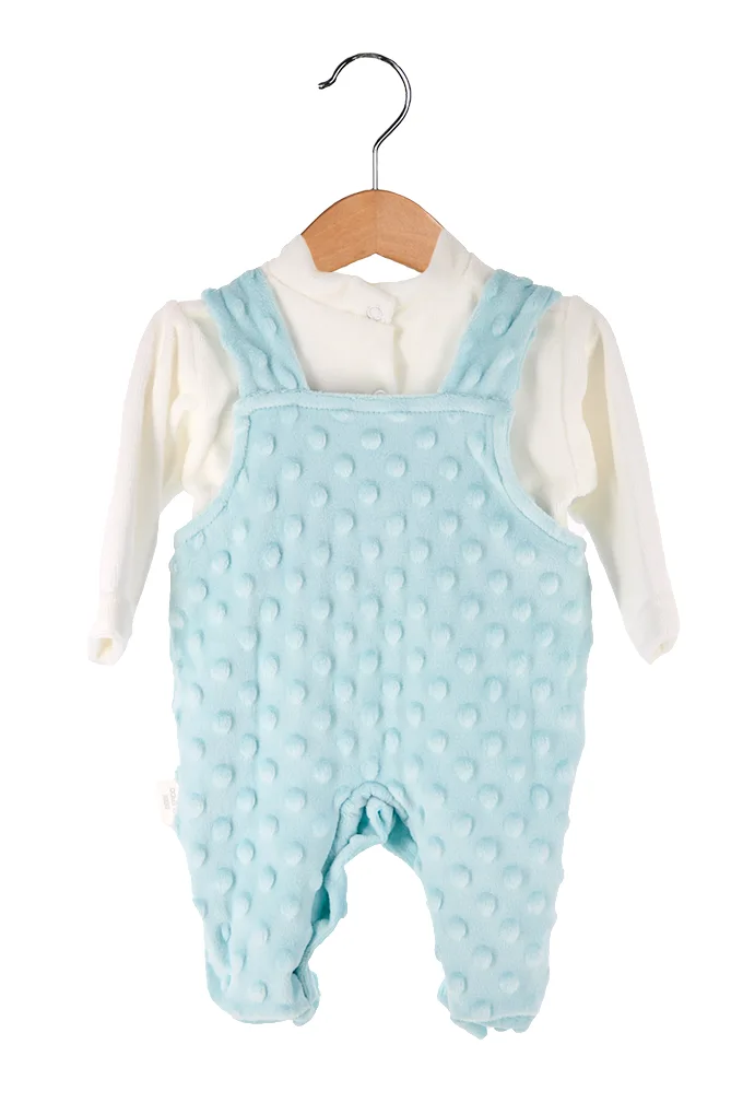 Jardineira bebé topitos com camisola ursinho