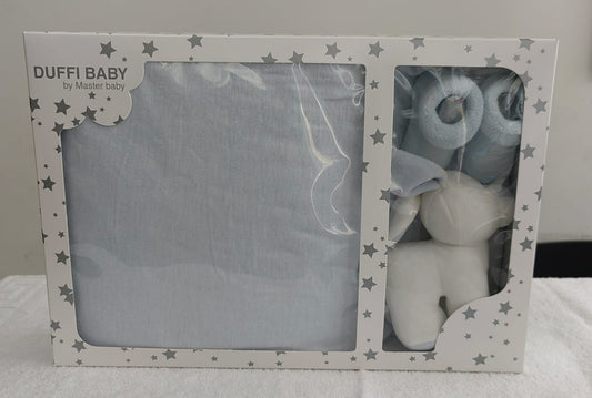 Conjunto Flanela 3 Peças - Manta 80x110cm + Meias + Boneco
