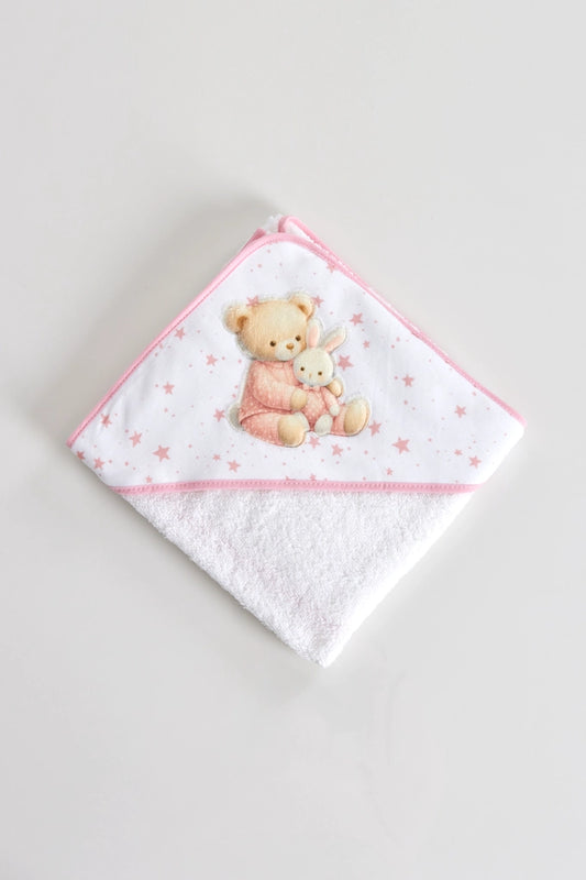 Toalha Bebé Urso Estrelas 80x80cm - Sonhos Celestiais