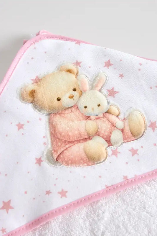 Toalha Bebé Urso Estrelas 80x80cm - Sonhos Celestiais