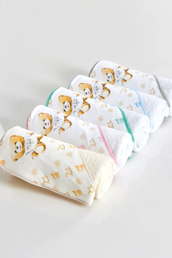Toalha Bebé Estampada Urso 80x80cm - 100% Algodão Português