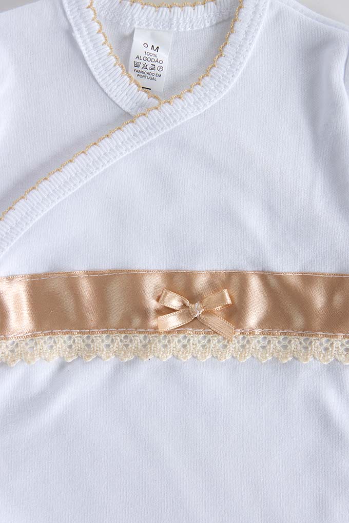 Body Trespasse Bebé + Collant - Conjunto Elegante com Laço e Cetim
