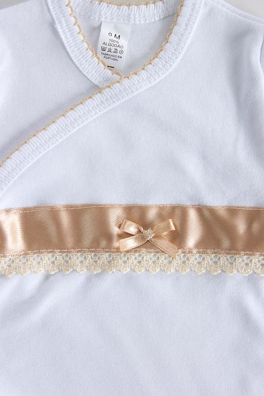 Body Trespasse Bebé + Collant - Conjunto Elegante com Laço e Cetim
