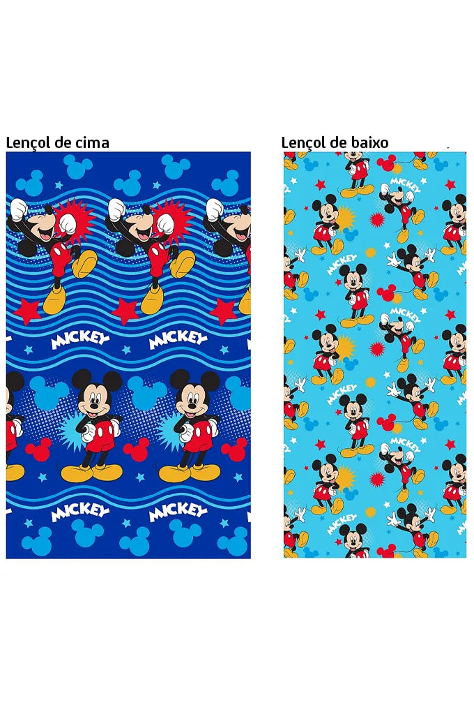 Jogo Lençóis Mickey Disney Licenciado 240x280cm - Magia na Cama